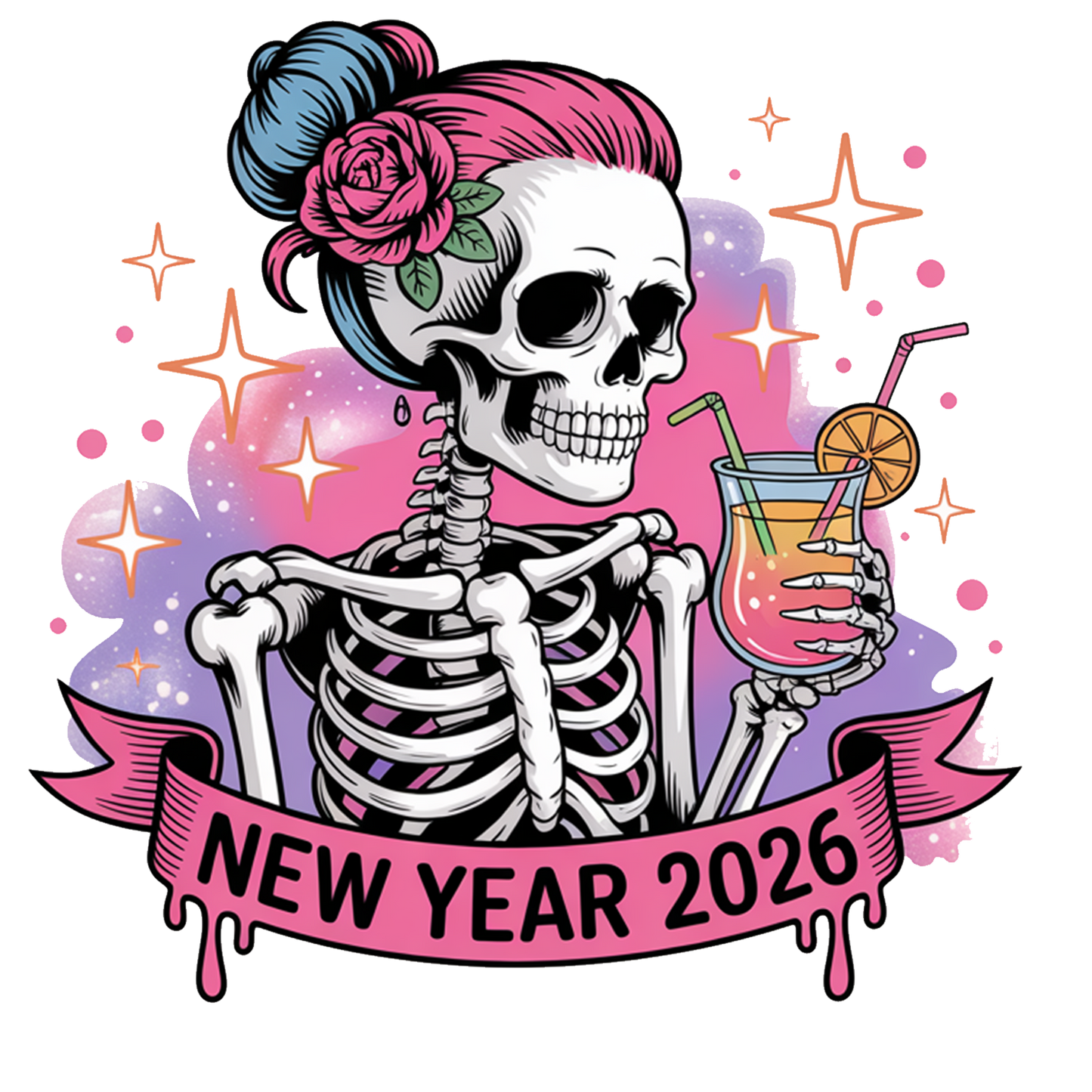 PINK NEW YEAR SKELETON