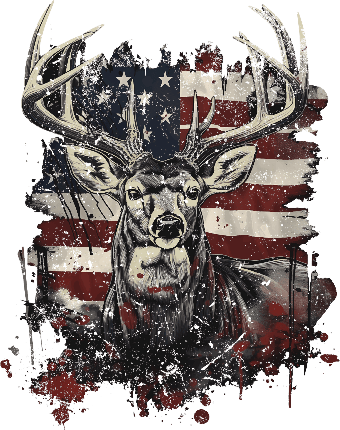 AMERICAN FLAG WITH DEER