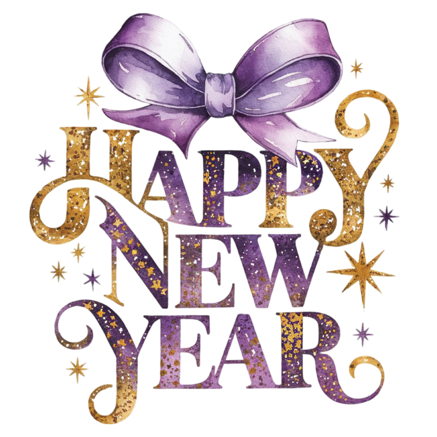 PURPLE AND GOLD HAPPY NEW YEAR
