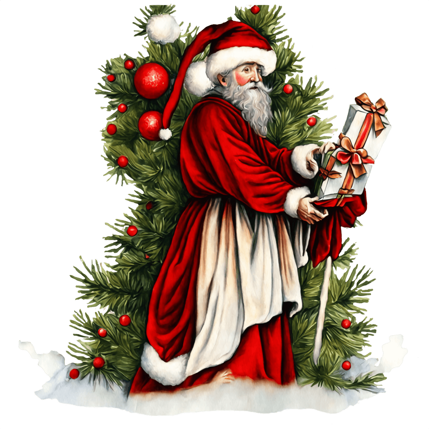 RETRO SANTA WITH TREE