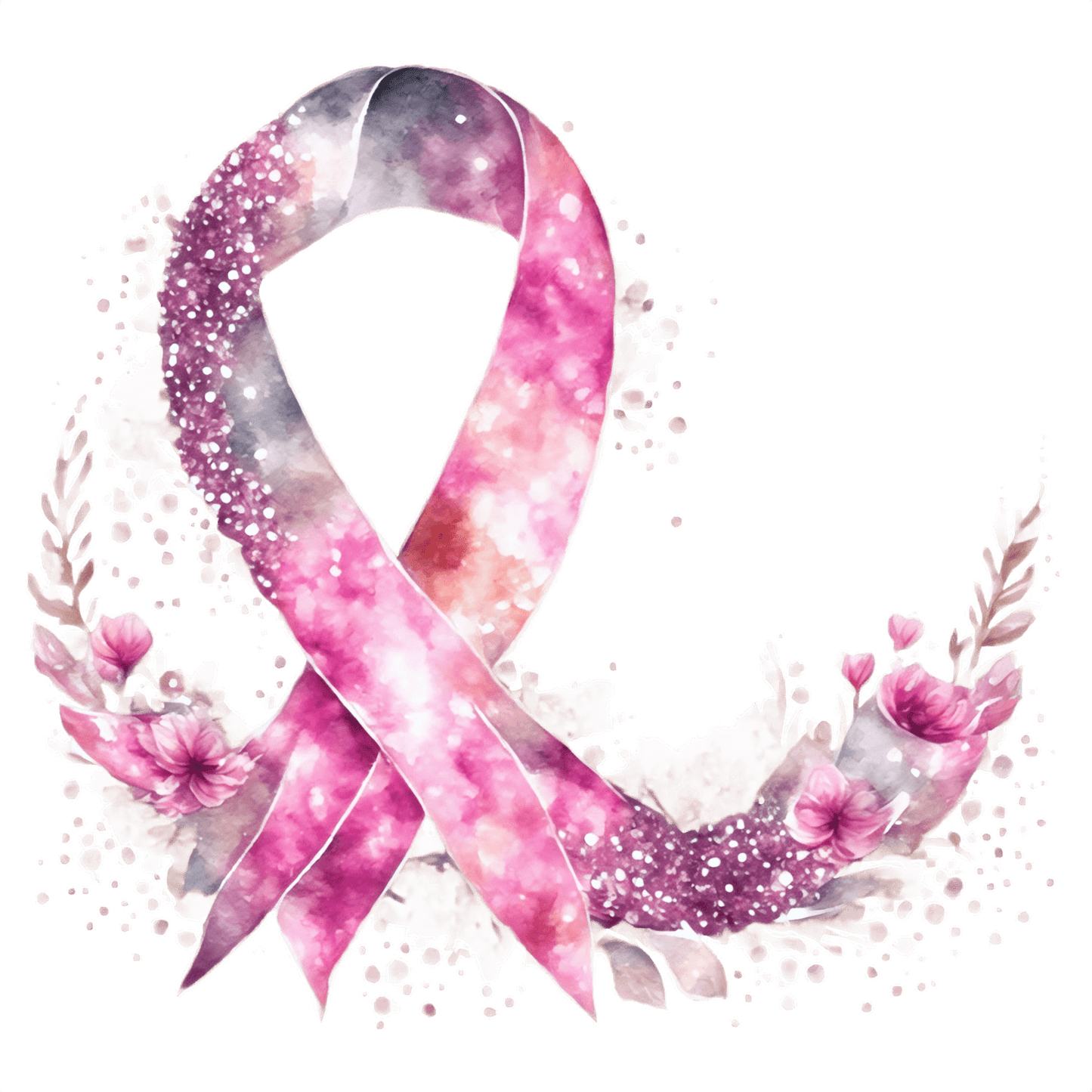 FLORAL PINK BREAST CANCER AWARENESS RIBBON