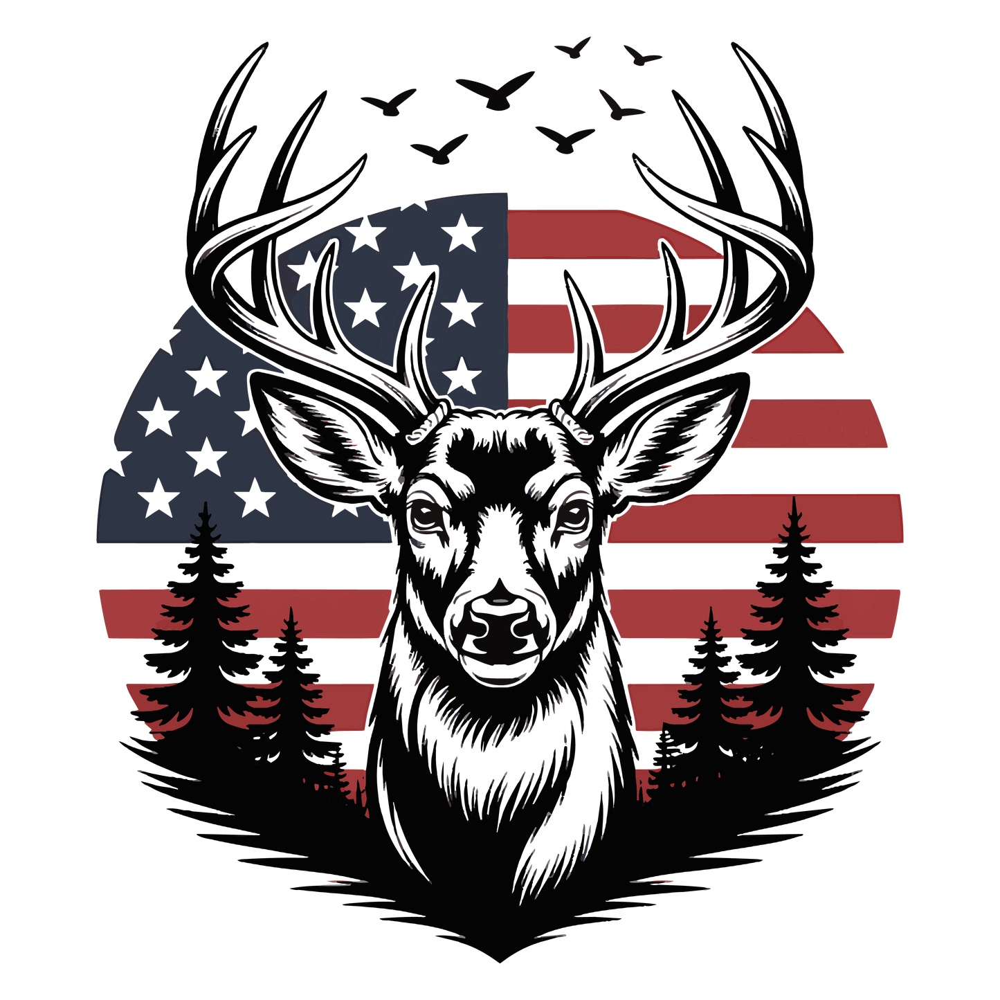 DEER ON AMERICAN FLAG