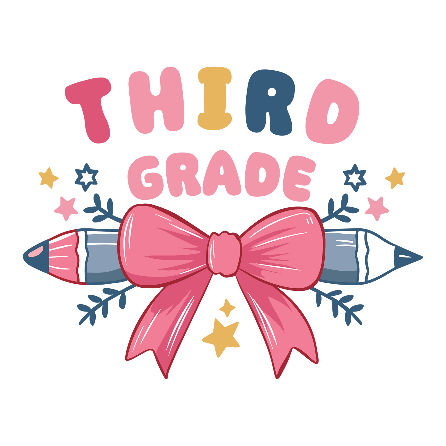 THIRD GRADE BOW AND STARS