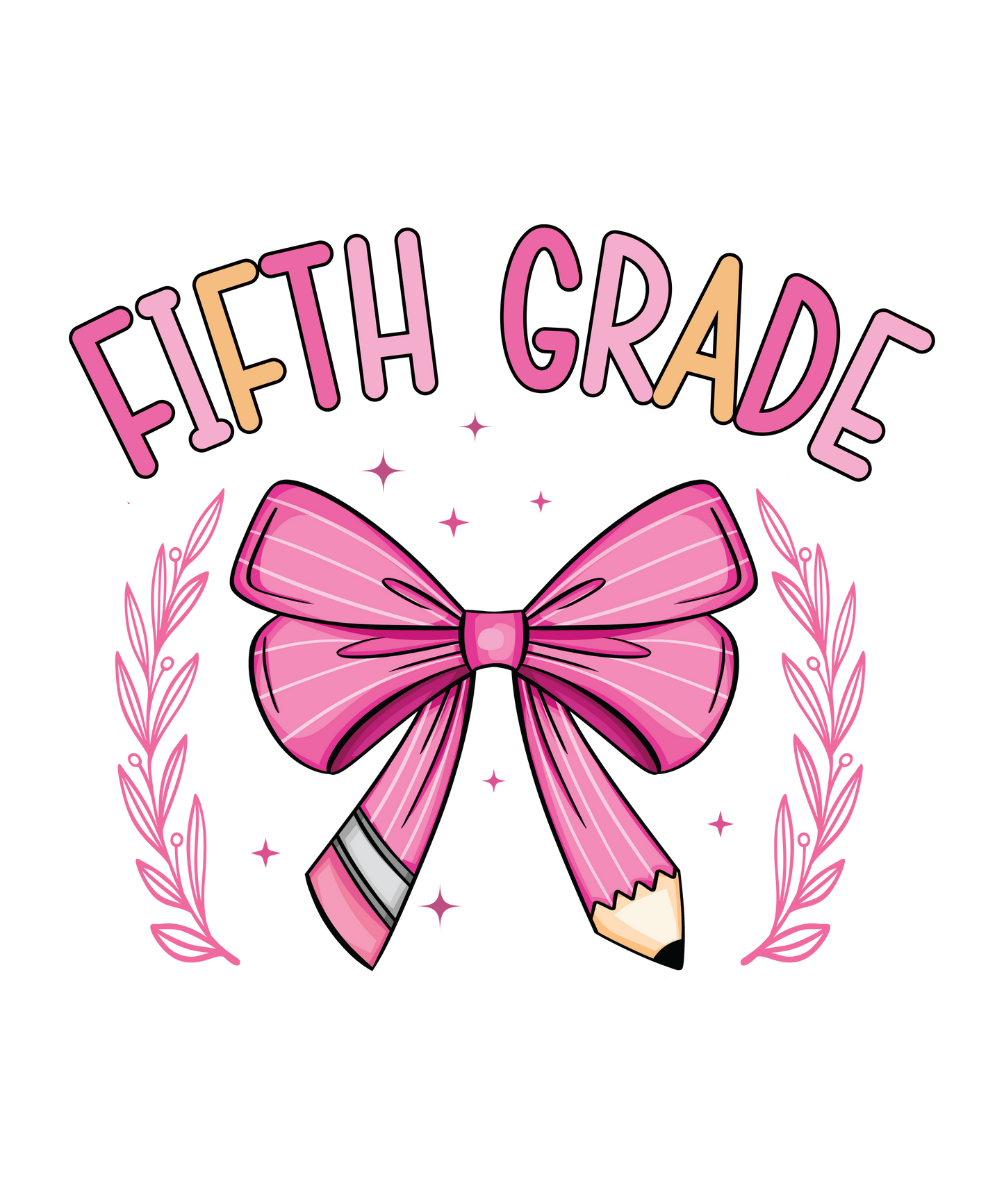 FIFTH GRADE PINK PENCIL BOW