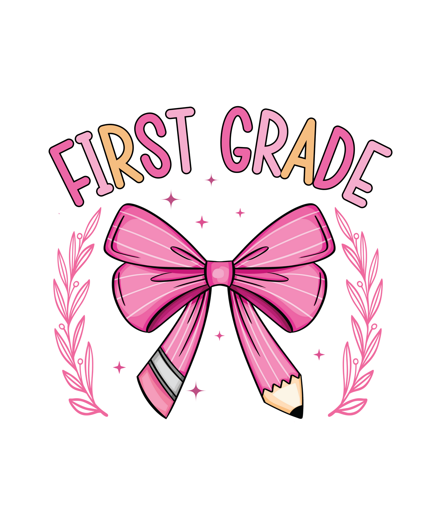 FIRST GRADE PINK PENCIL BOW