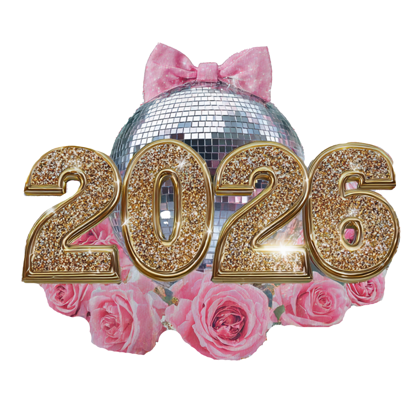 HAPPY NEW YEAR SILVER DISCO BALL