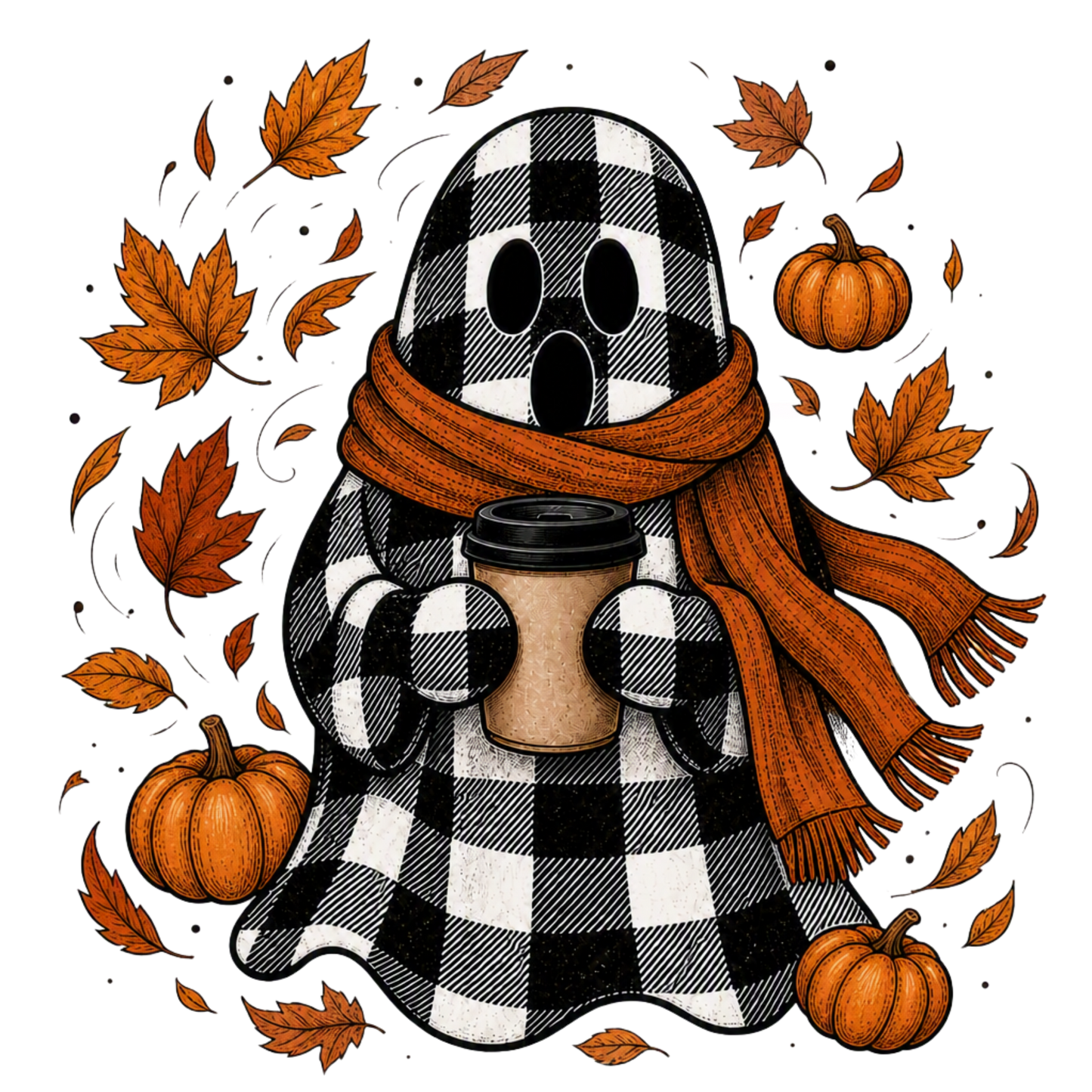 PLAID GHOST WITH LEAVES