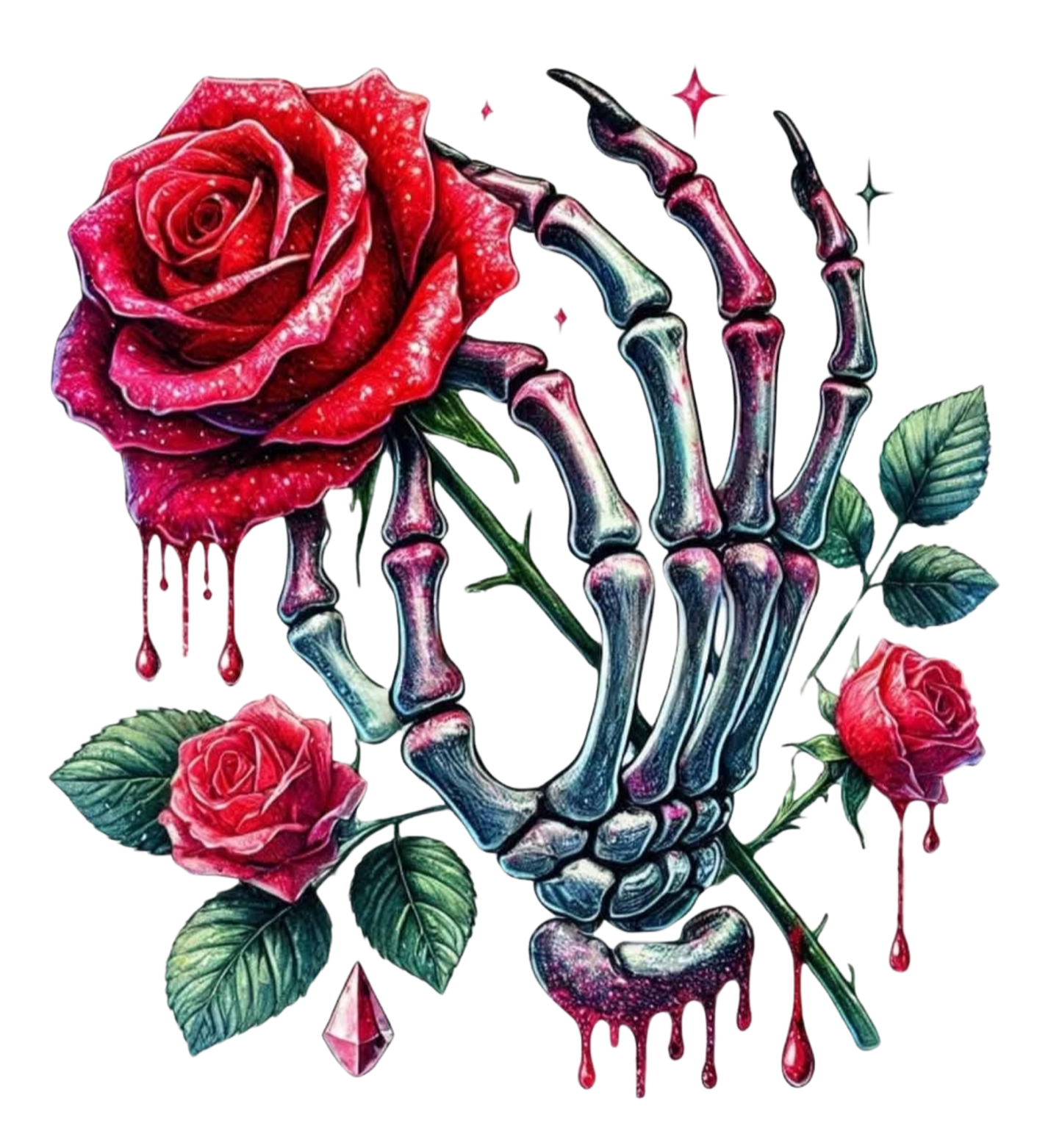 ROSE WITH SKELETON HAND