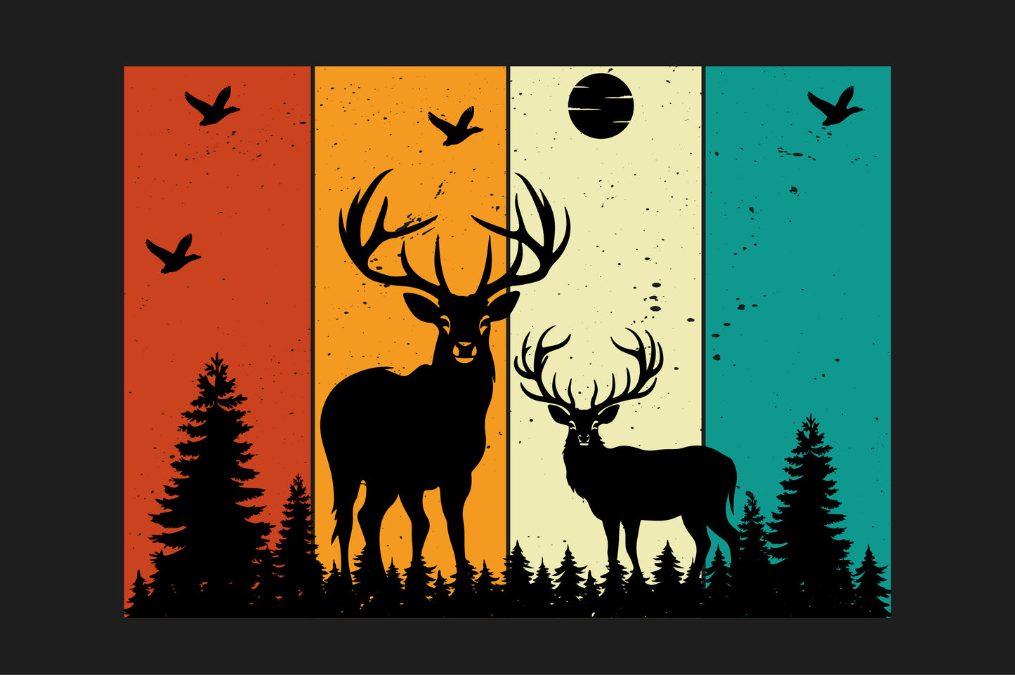 DEER IN FRONT OF GRAPHIC SUNSET