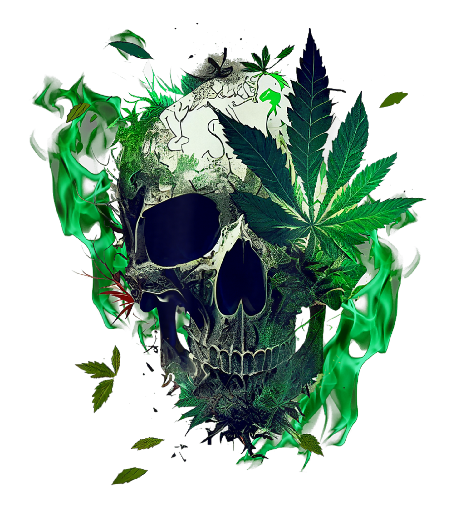 SKULL WITH LEAFS