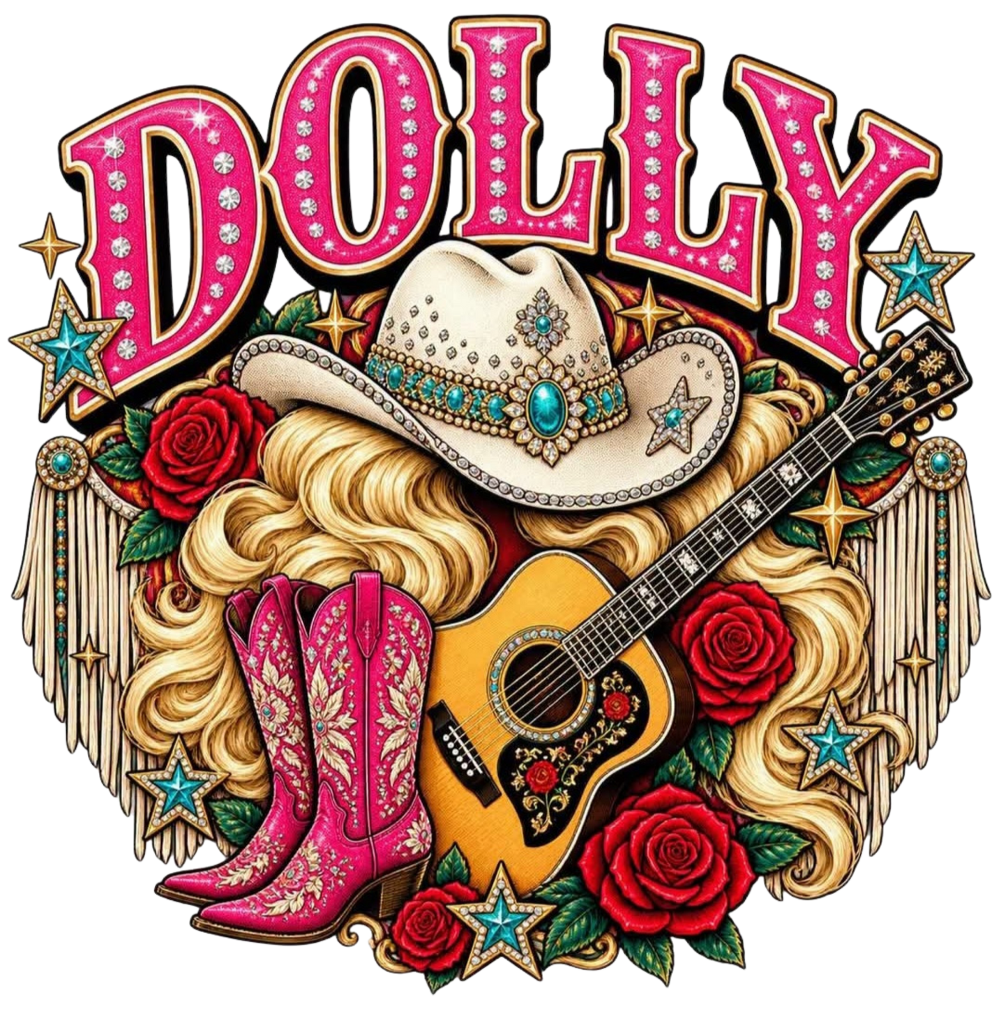 DOLLY BOOTS HAT GUITAR