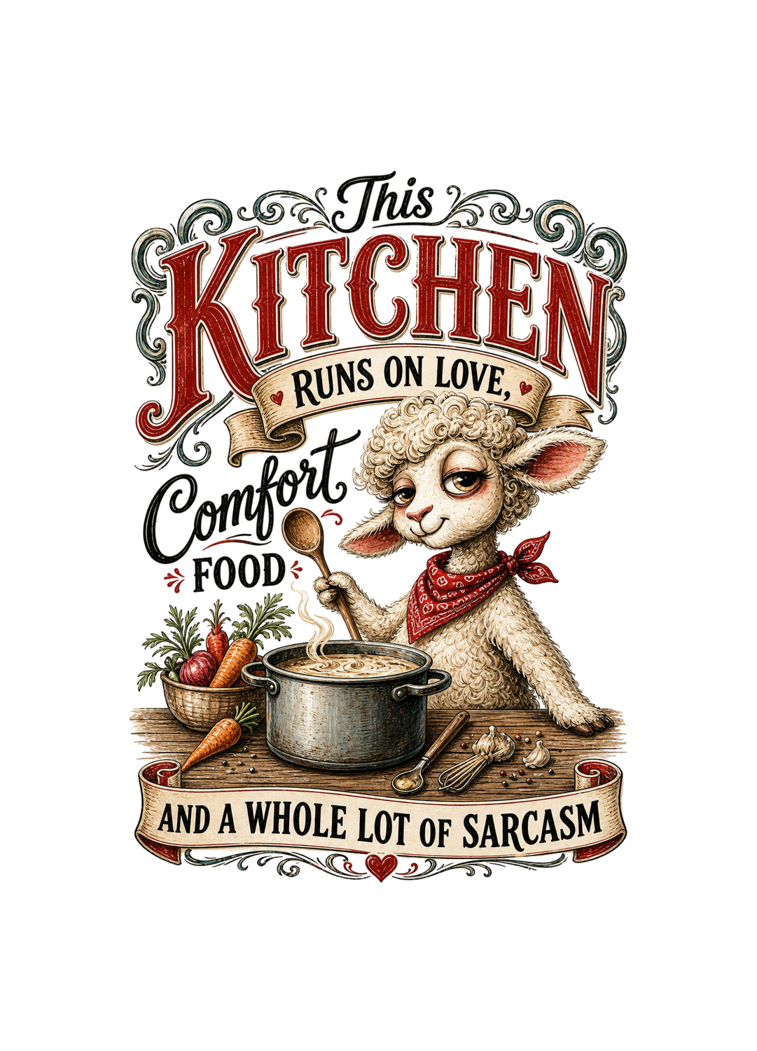 THIS KITCHEN RUNS ON LOVE COMFORT FOOD AND SARCASM