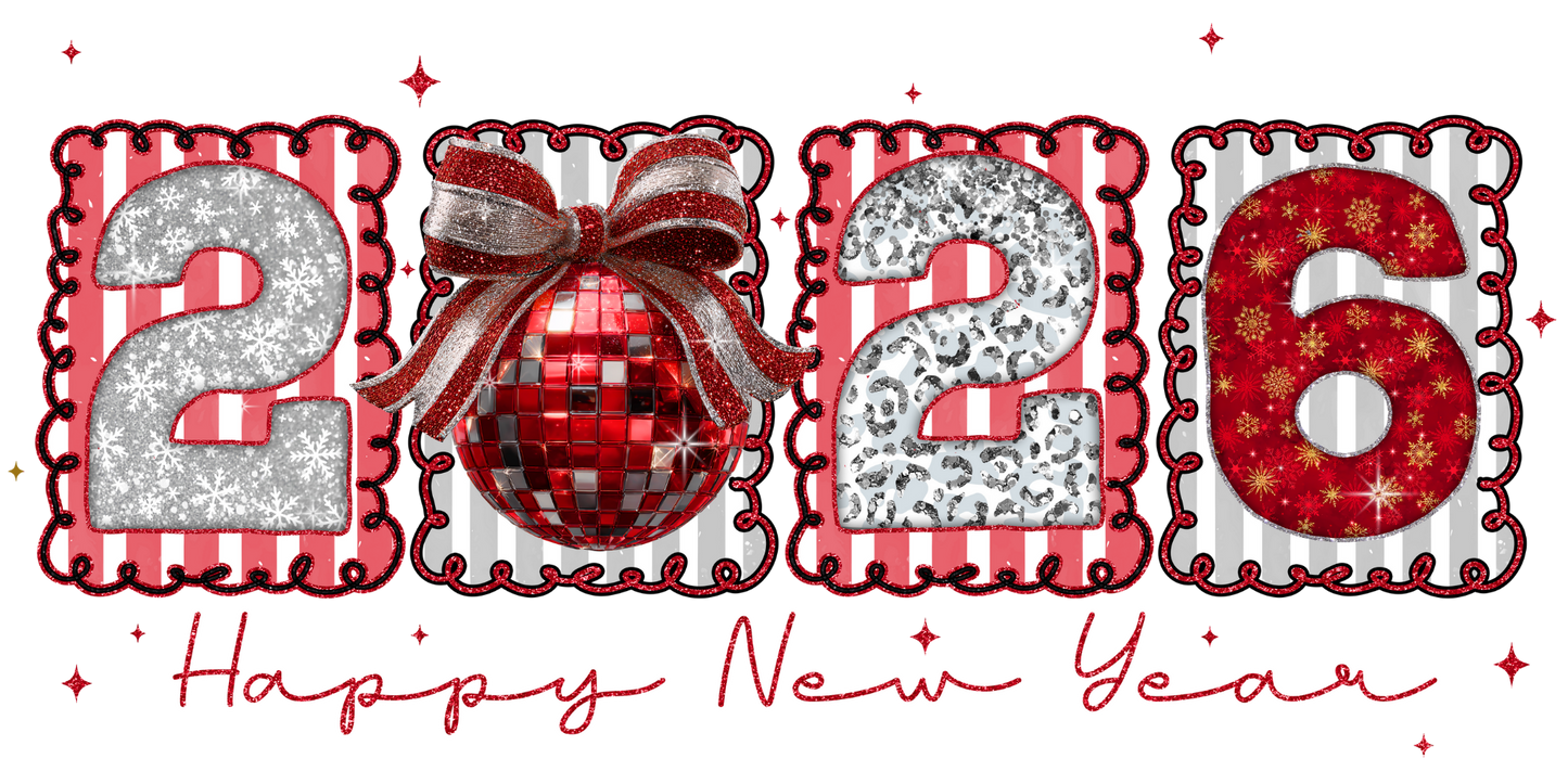 RED AND SILVER 2026 HAPPY NEW YEAR