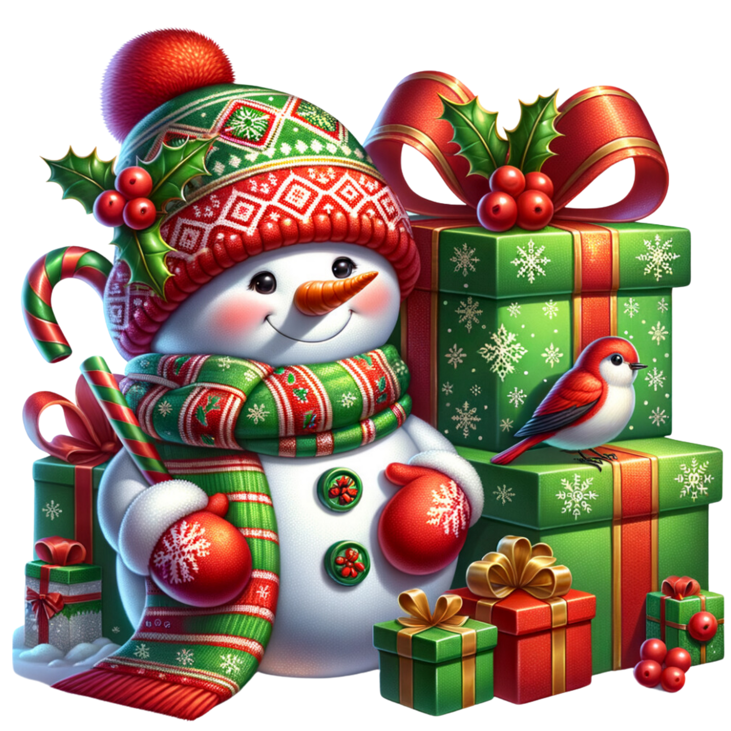 RED AND GREEN SNOWMAN