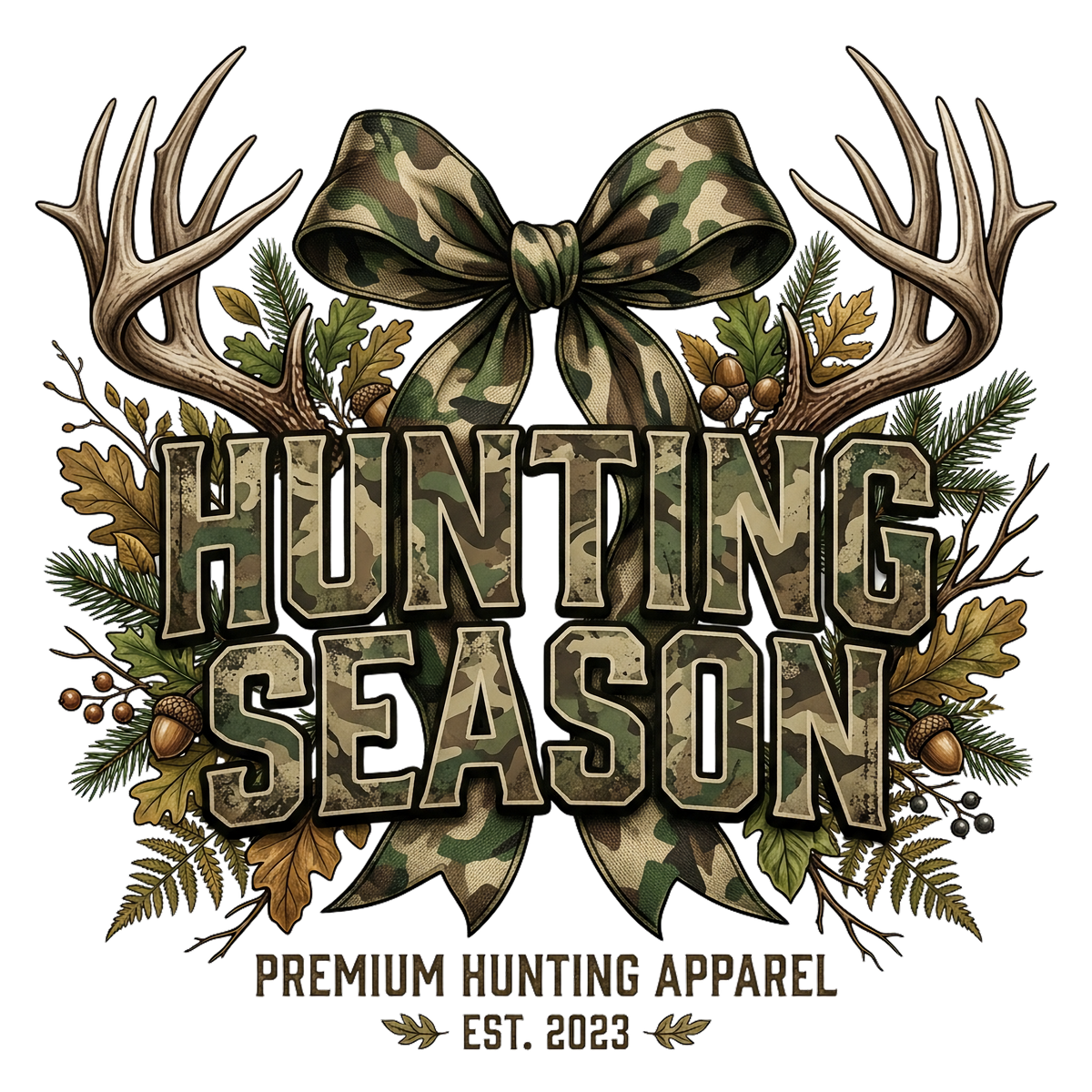 HUNTING SEASON BOW AND ANTLERS