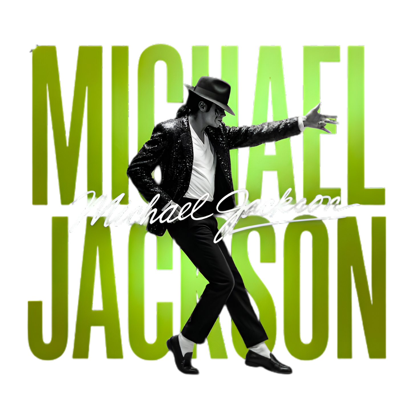 MICHAEL JACKSON LIGHT GREEN LETTERS