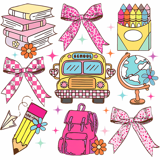 SCHOOL BUS PINK BOWS
