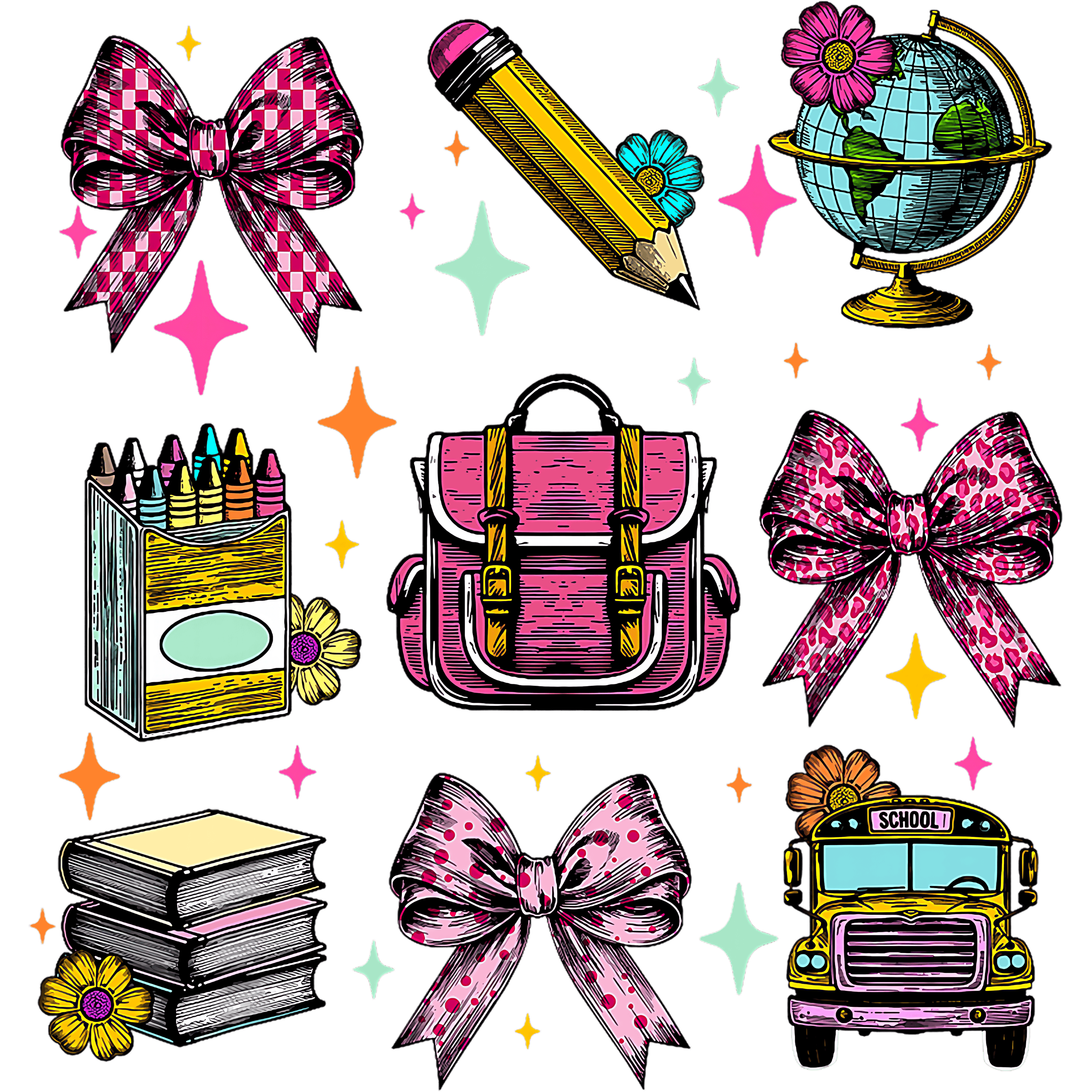 DARK PINK BACKPACK AND BOWS