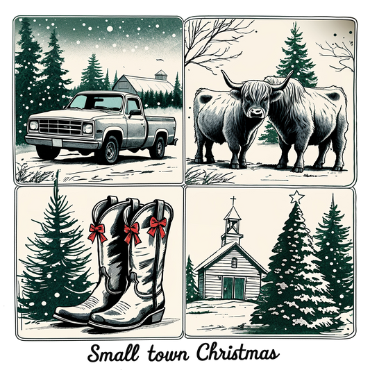 4 PANEL SMALL TOWN CHRISTMAS