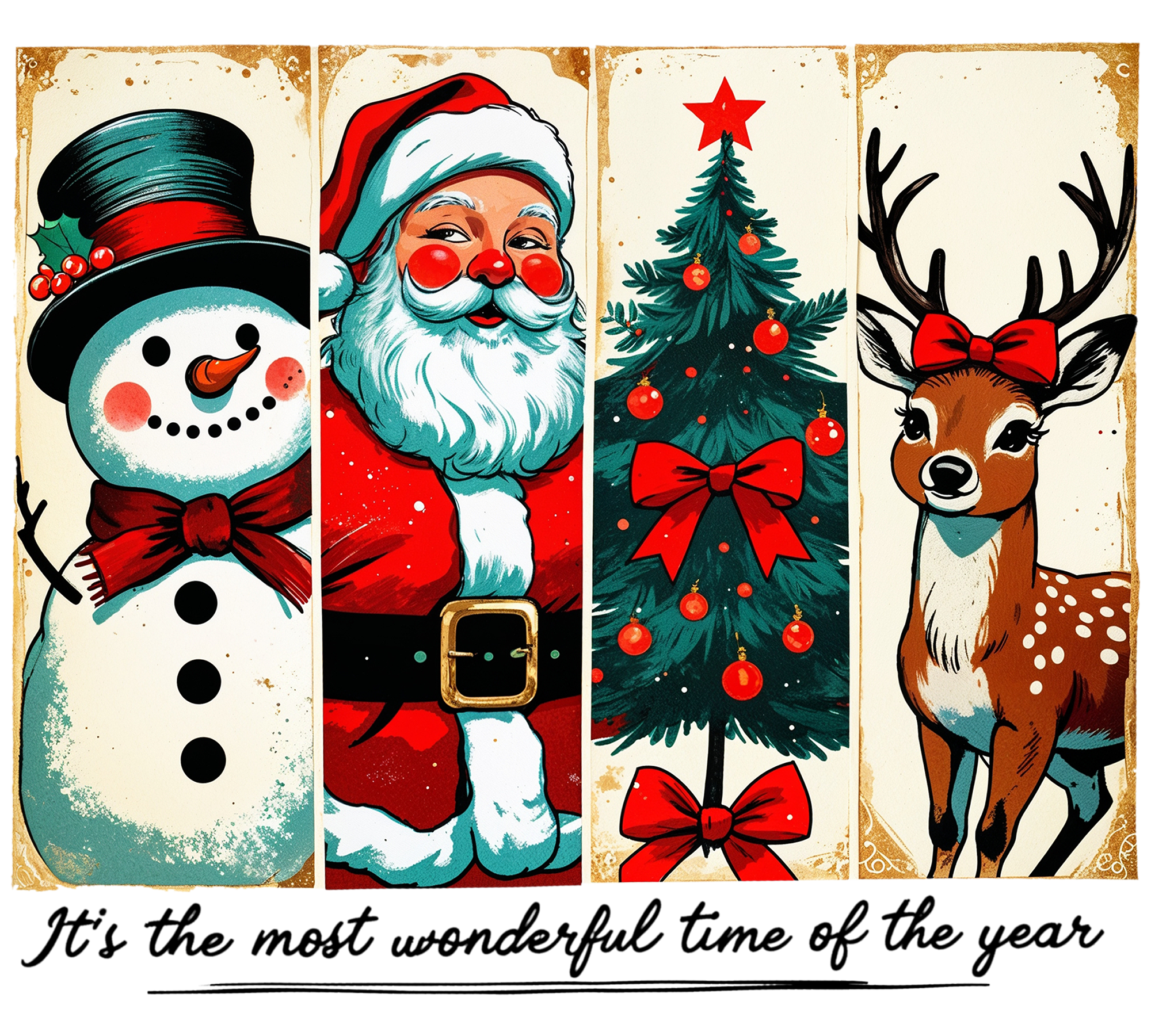 4 PANEL RETRO CHRISTMAS