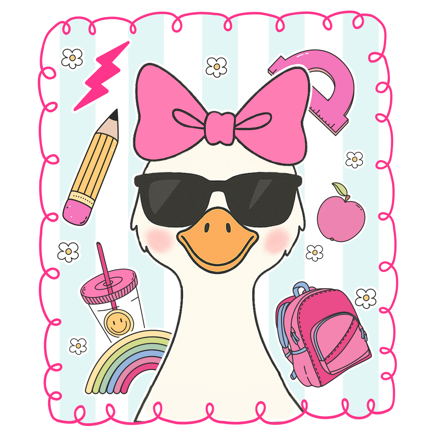 BACK TO SCHOOL GIRL GOOSE WITH GLASSES
