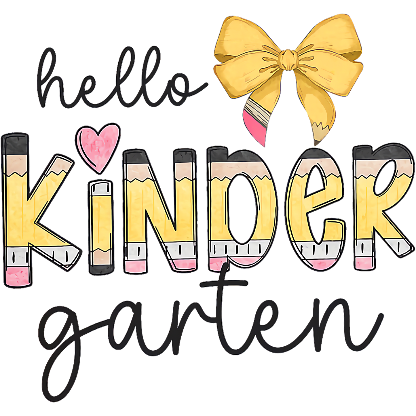 HELLO KINDERGARTEN YELLOW BOW