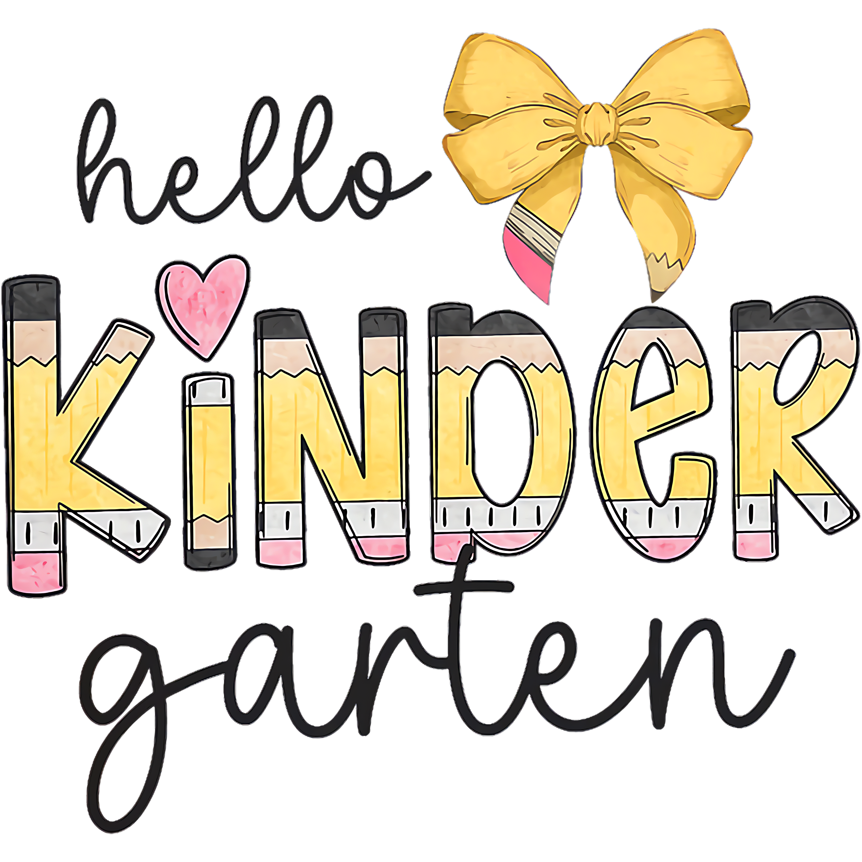 HELLO KINDERGARTEN YELLOW BOW