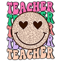 TEACHER SMILEY FACE CHEETAH PRINT