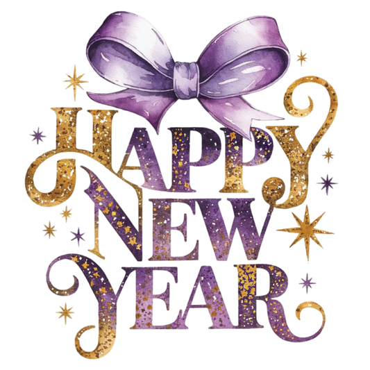 PURPLE AND GOLD HAPPY NEW YEAR