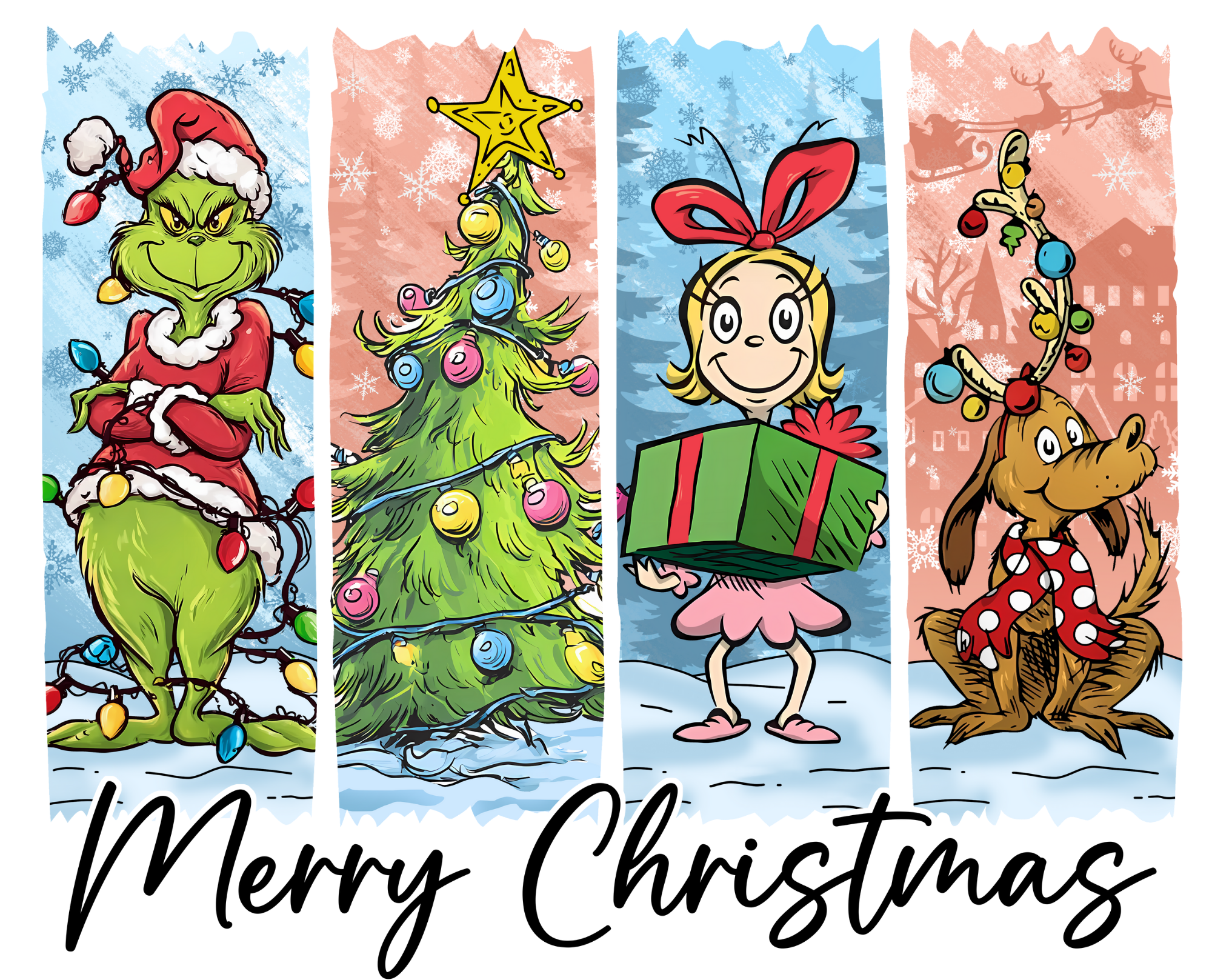 4 PANEL GRINCH MERRY CHRISTMAS