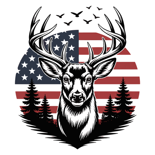 DEER ON AMERICAN FLAG