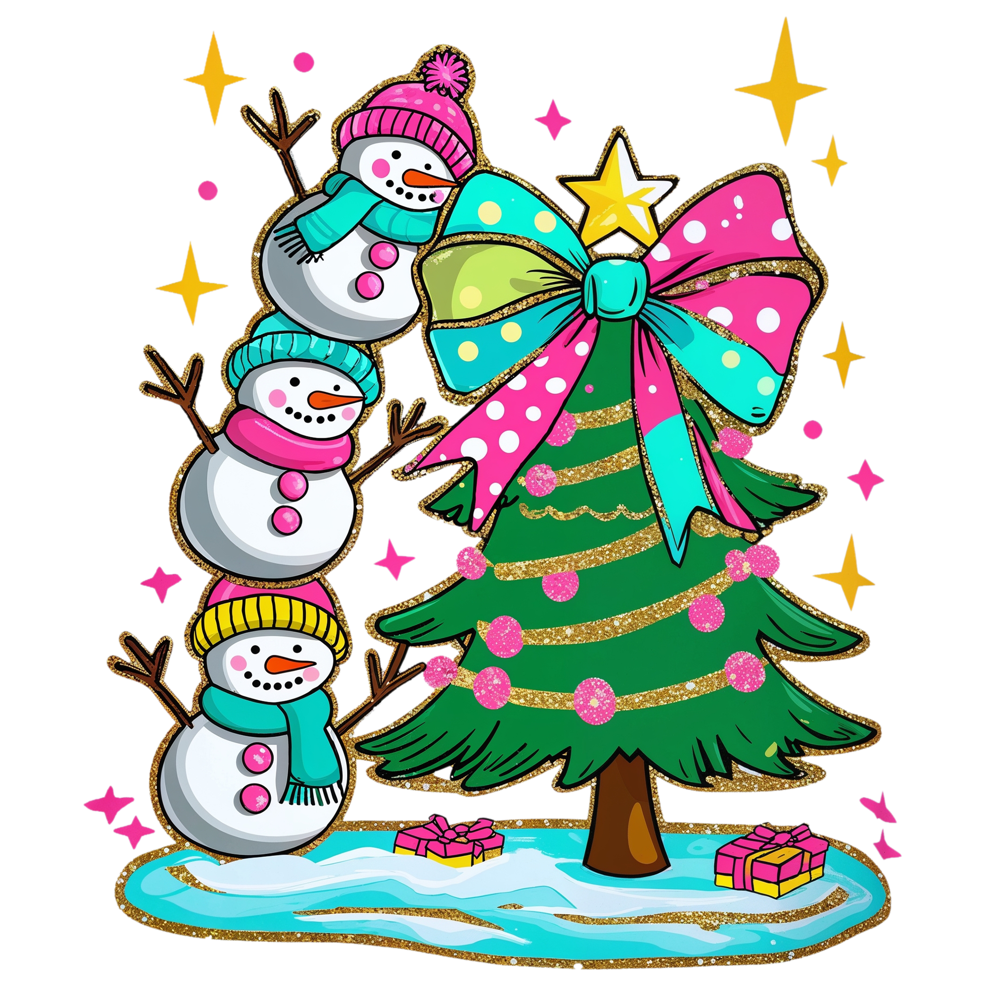 3 SNOWMEN AND A TREE