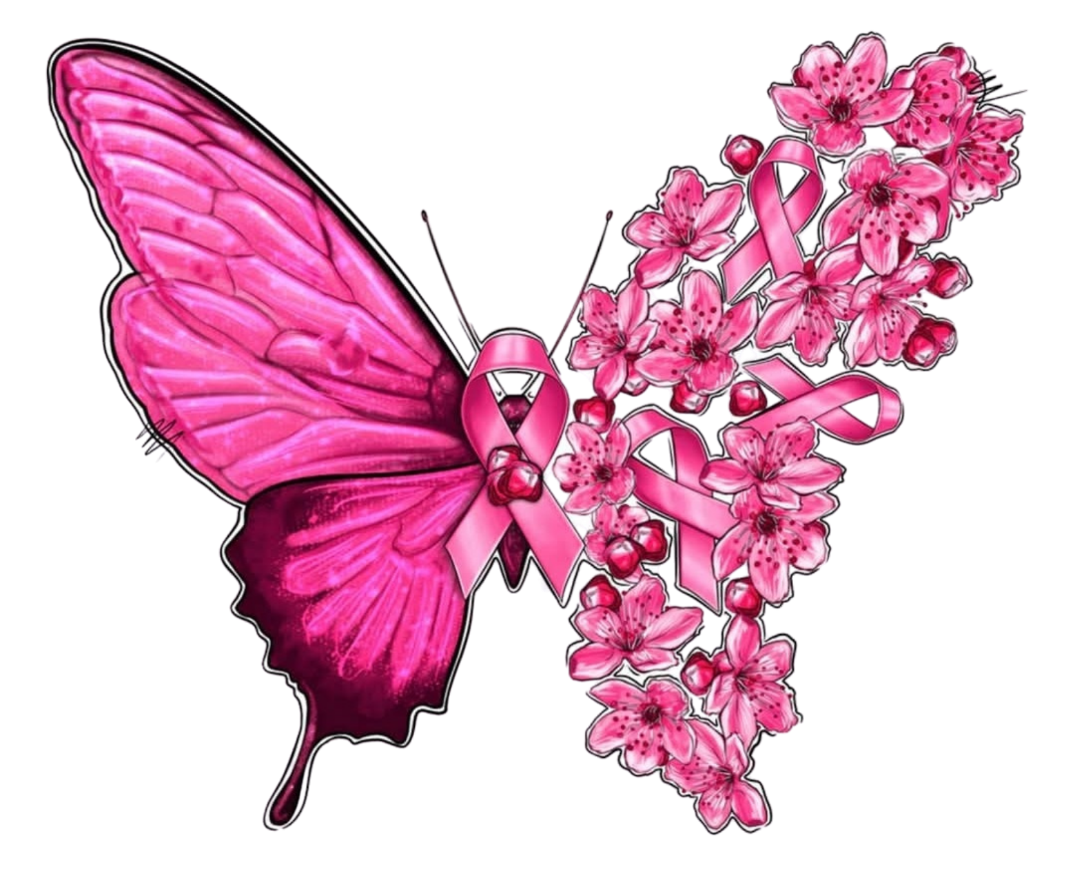 PINK BUTTERFLY WITH RIBBONS