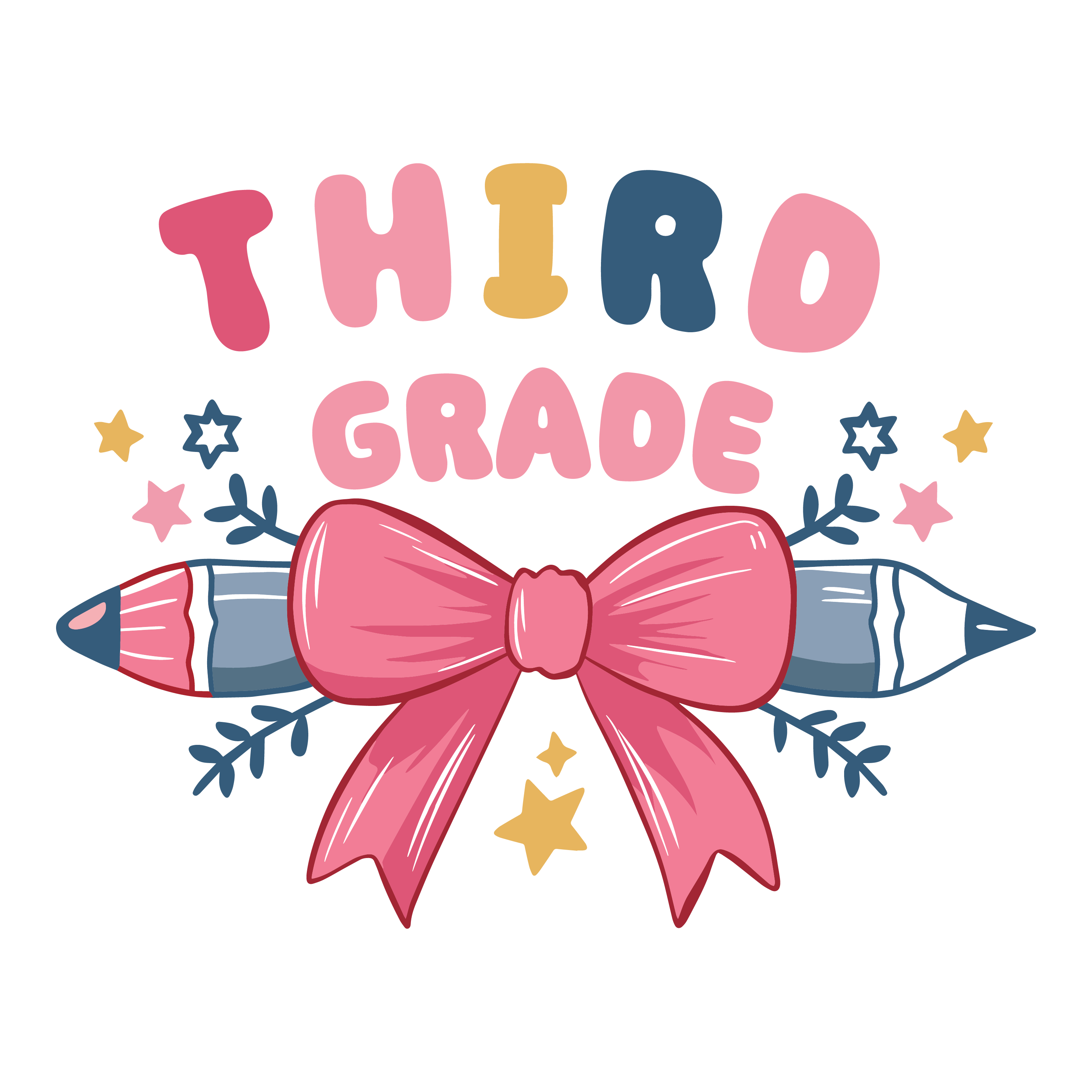 THIRD GRADE BOW AND STARS