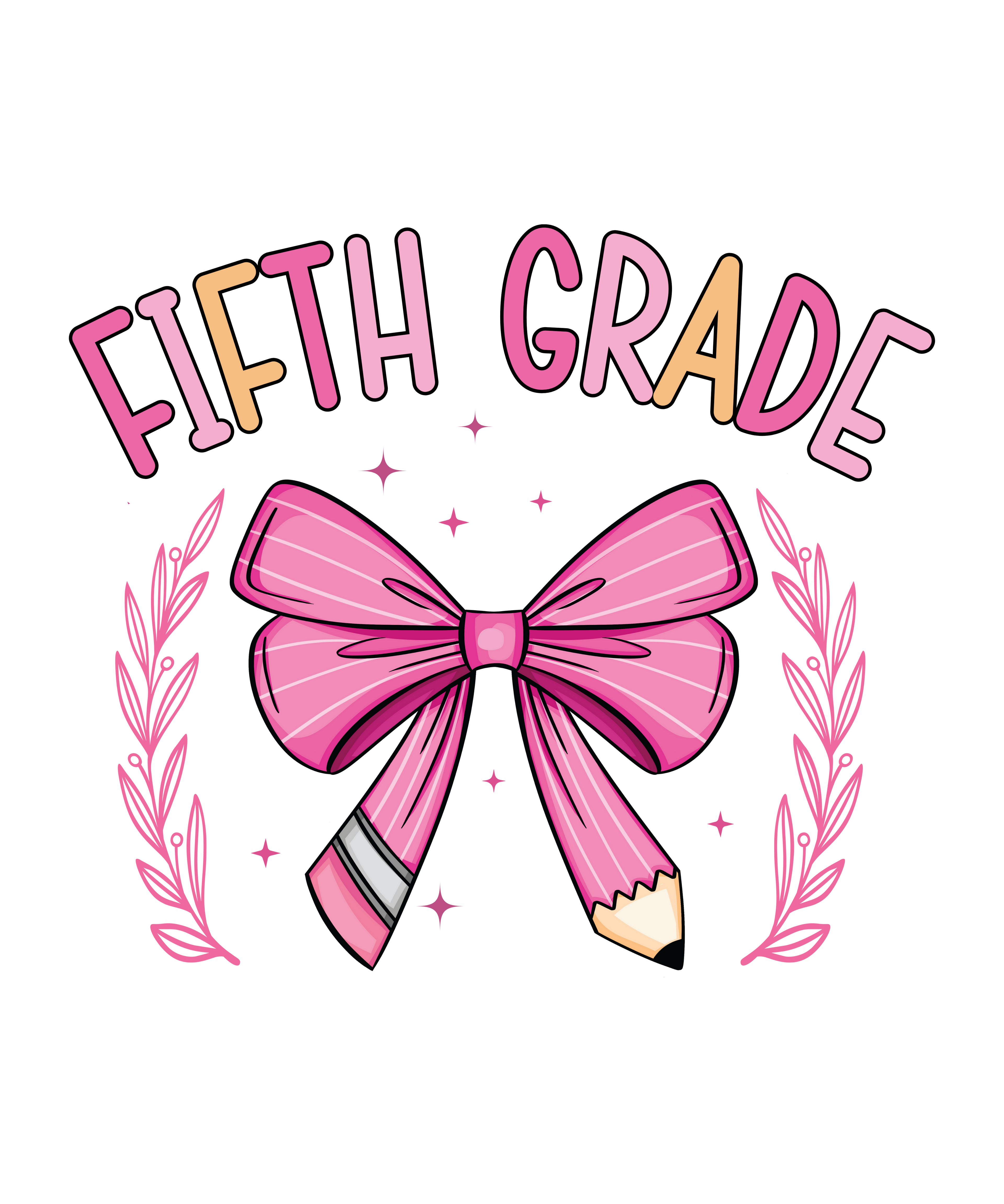 FIFTH GRADE PINK PENCIL BOW
