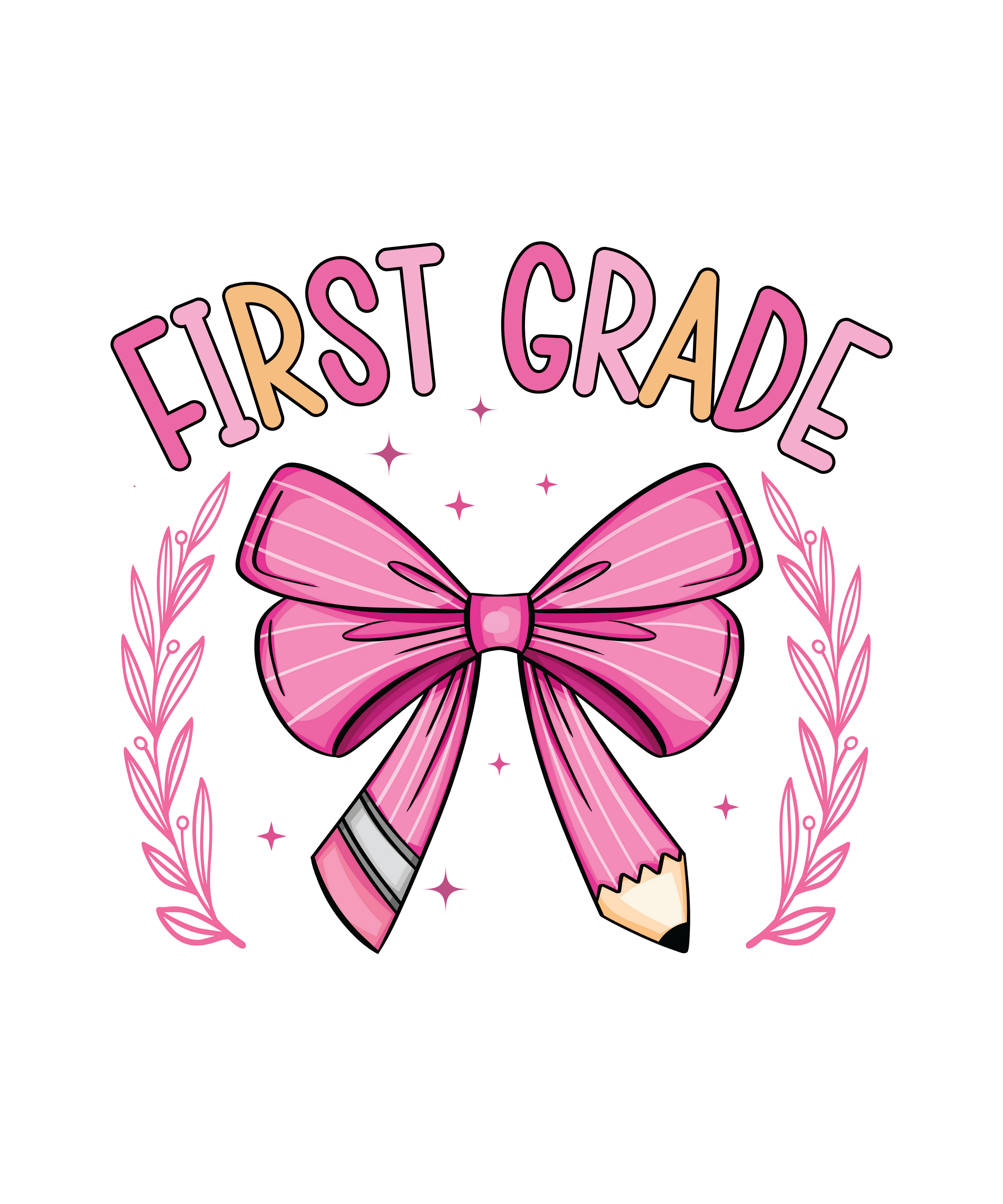 FIRST GRADE PINK PENCIL BOW