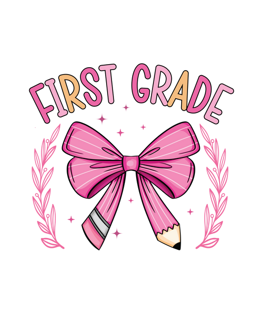 FIRST GRADE PINK PENCIL BOW