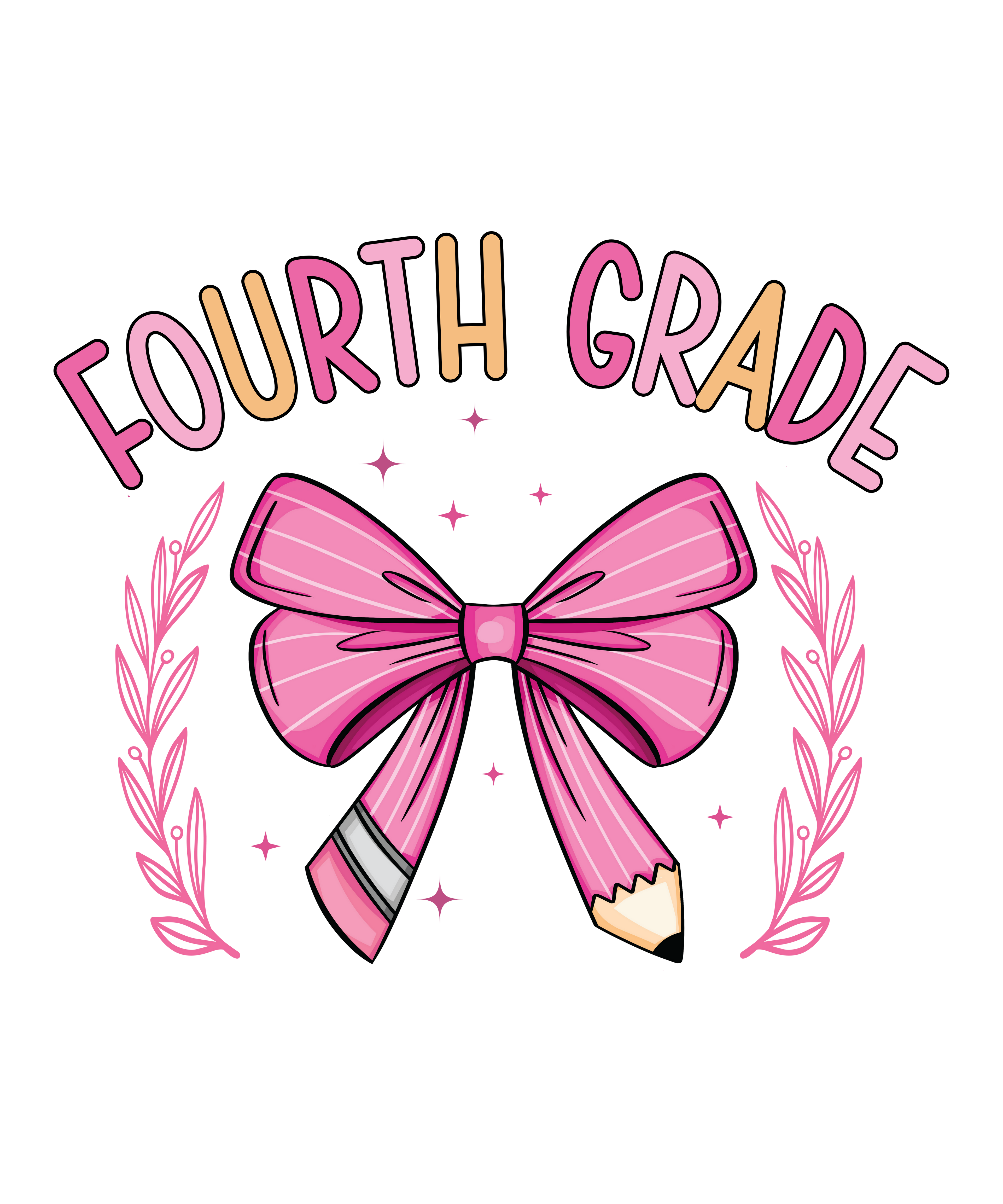 FOURTH GRADE PINK PENCIL BOW