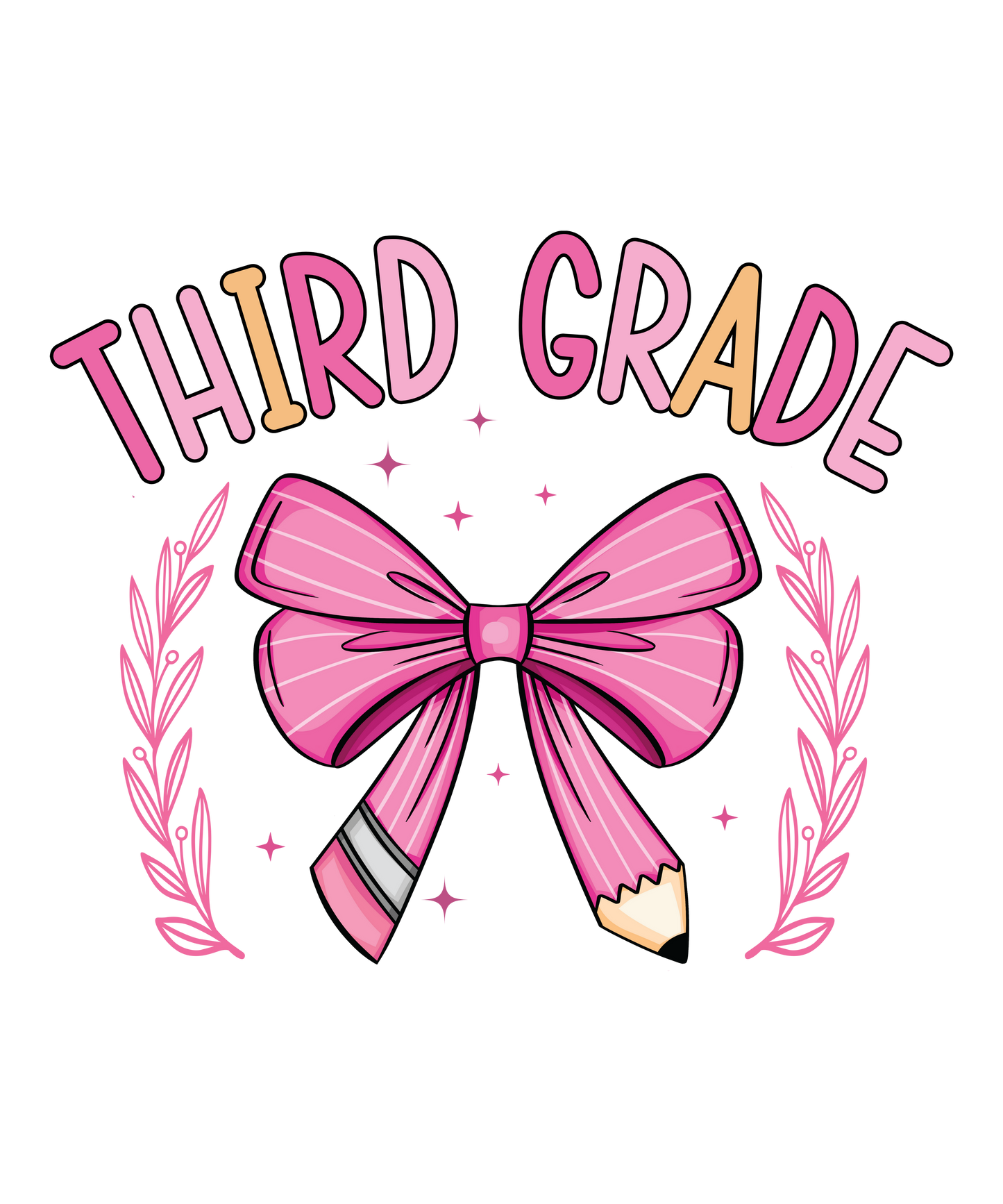 THIRD GRADE PINK PENCIL BOW