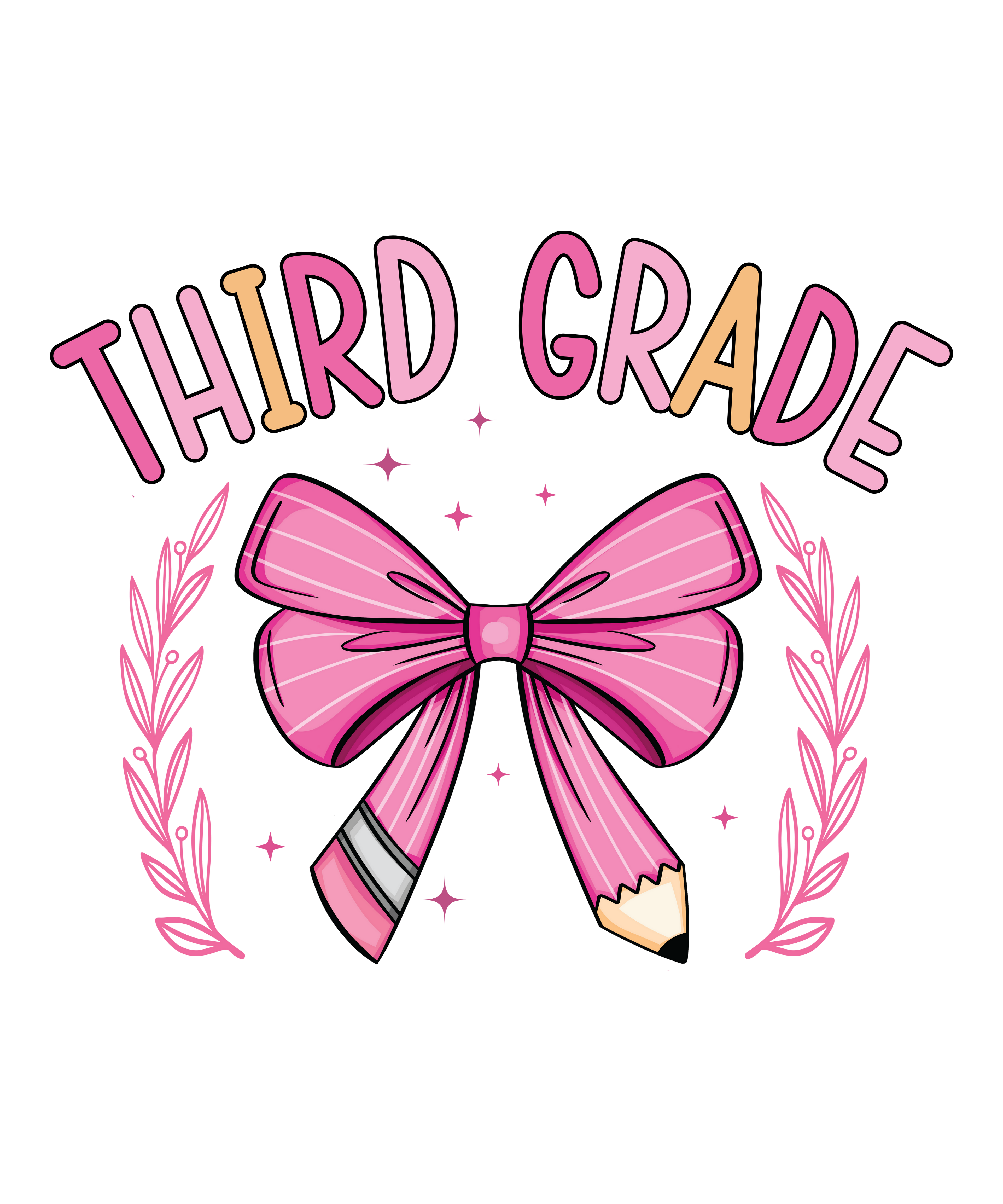 THIRD GRADE PINK PENCIL BOW