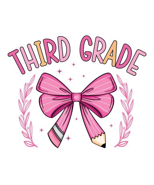 THIRD GRADE PINK PENCIL BOW