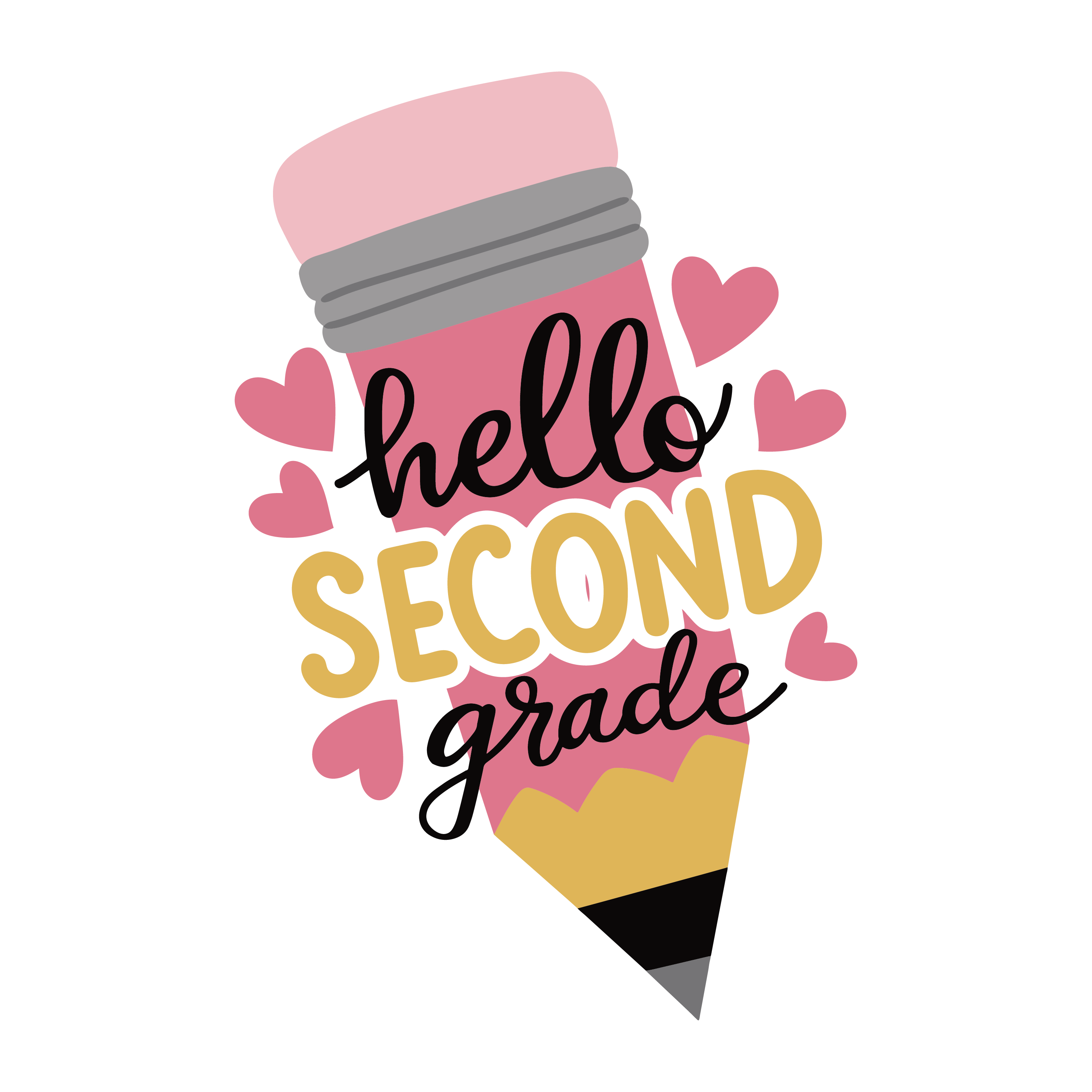 HELLO SECOND GRADE PINK PENCIL