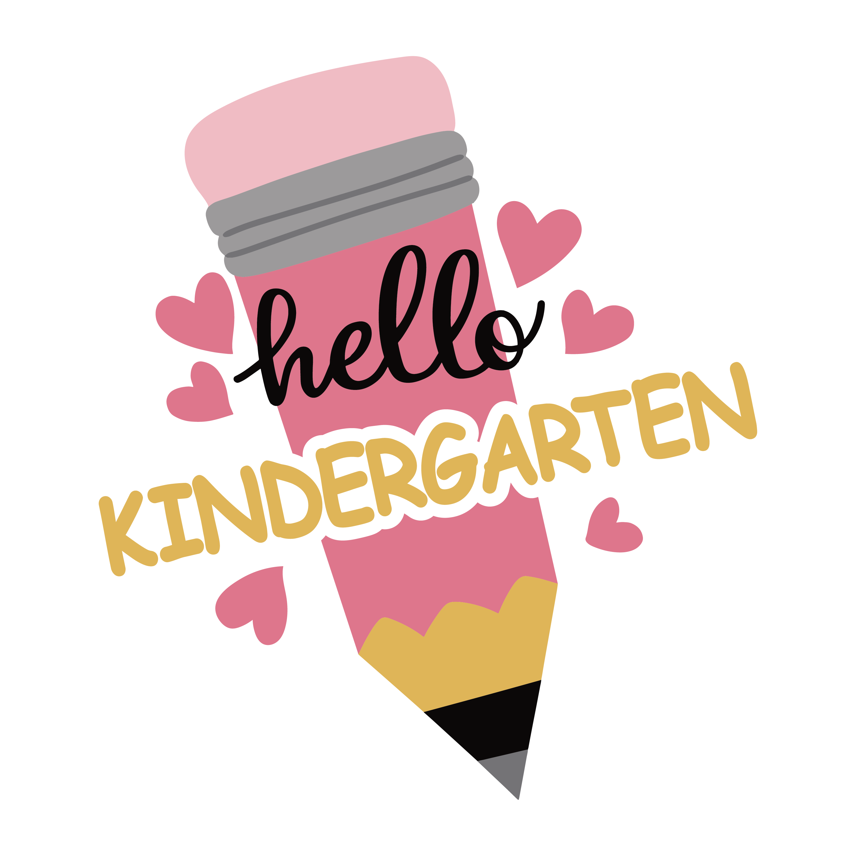 HELLO KINDERGARTEN PINK PENCIL