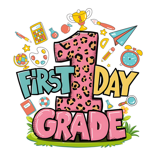 FIRST DAY 1ST GRADE CHEETAH PRINT