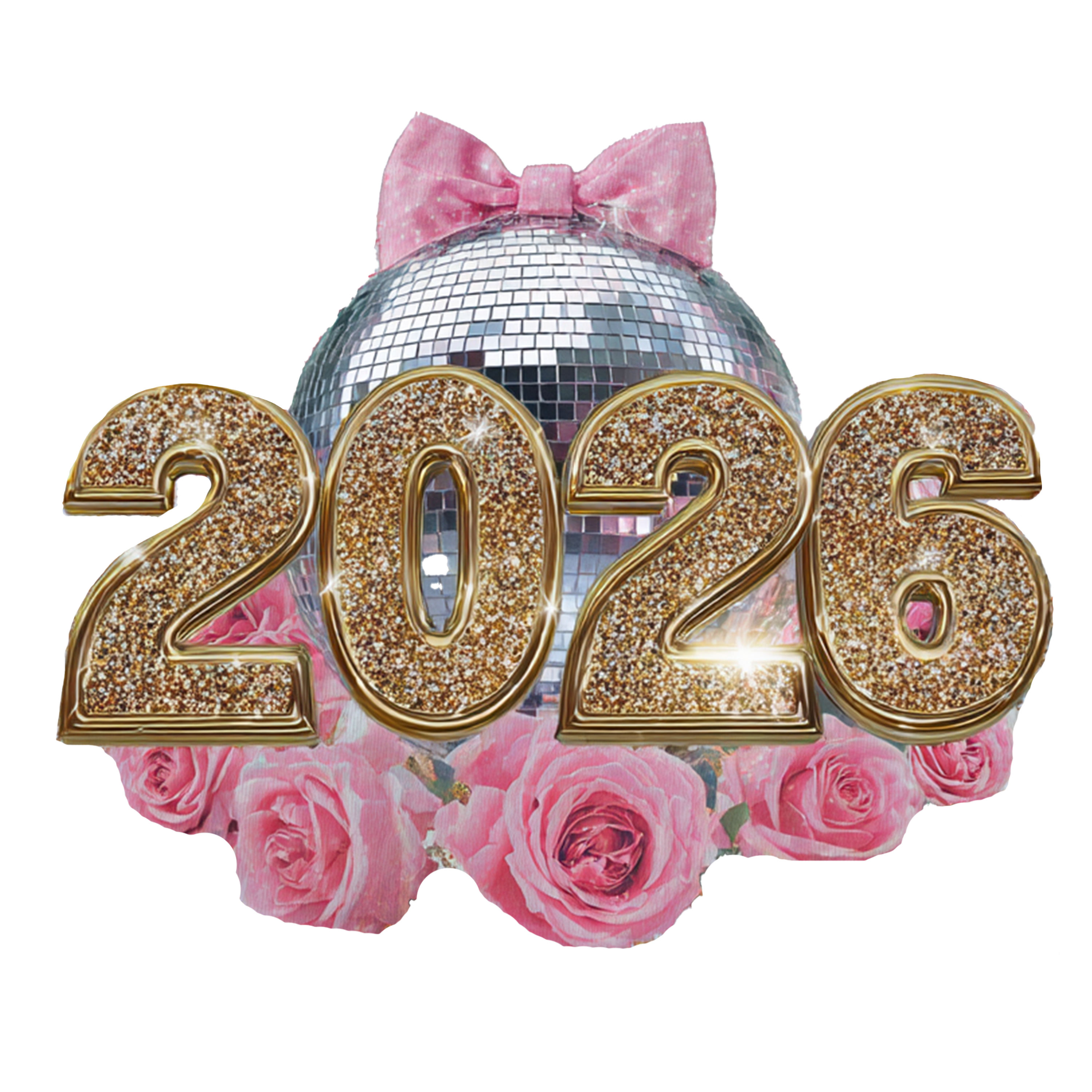 HAPPY NEW YEAR SILVER DISCO BALL