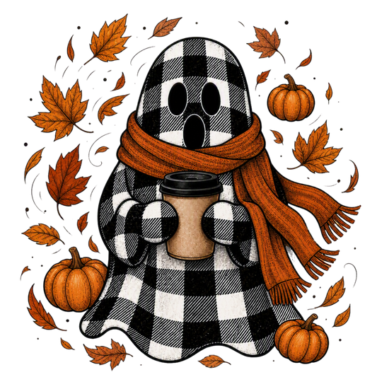 PLAID GHOST WITH LEAVES
