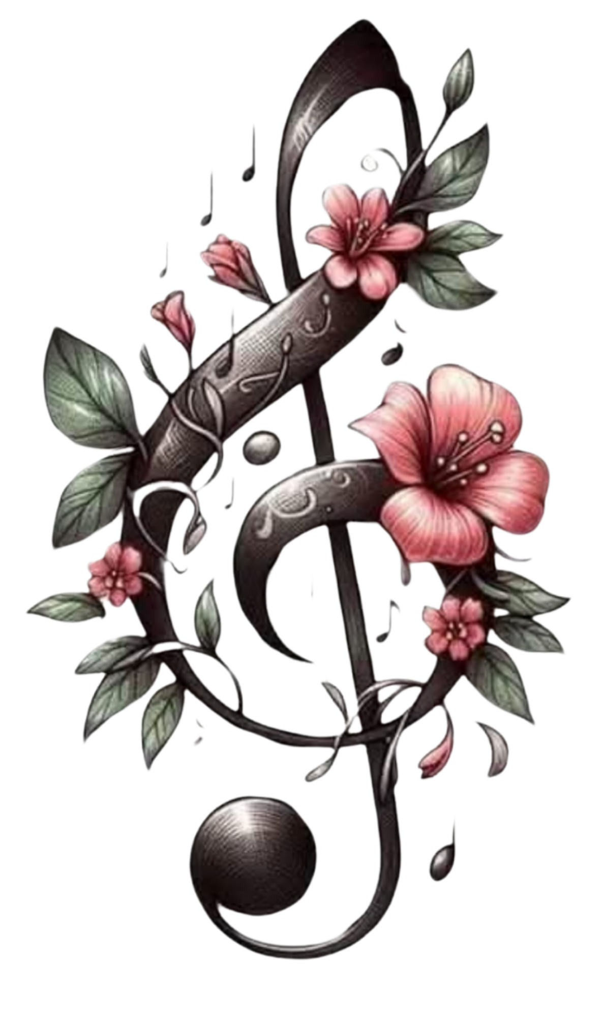 MUSIC NOTE WITH FLOWERS