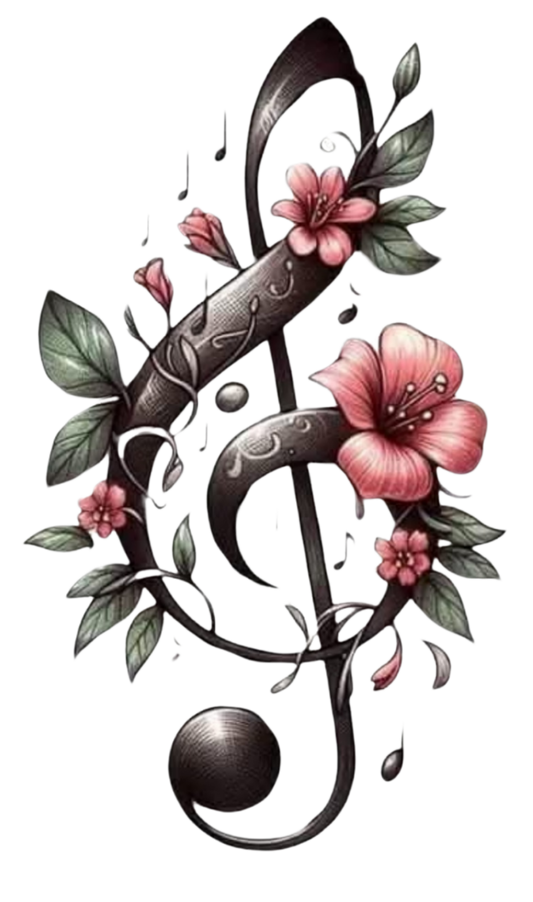 MUSIC NOTE WITH FLOWERS