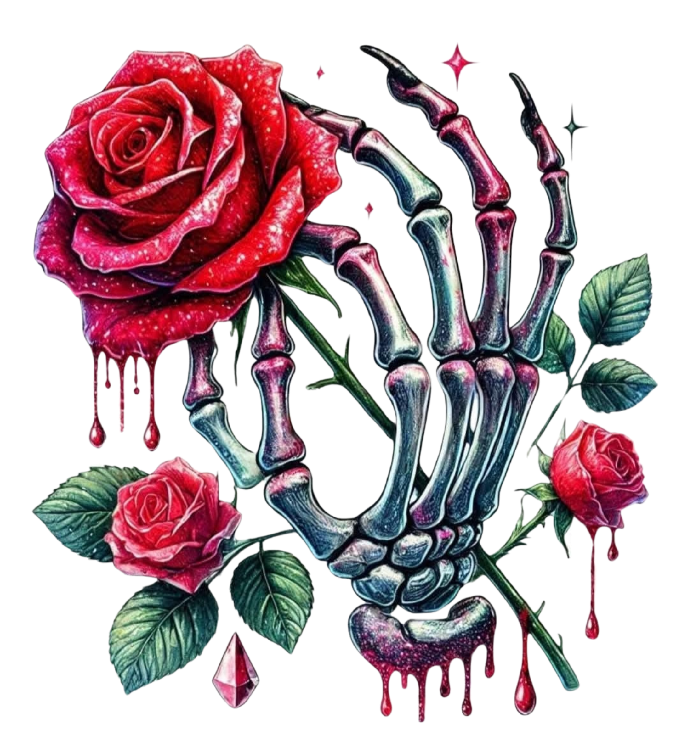 ROSE WITH SKELETON HAND