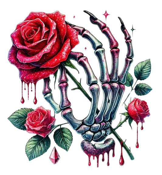 ROSE WITH SKELETON HAND